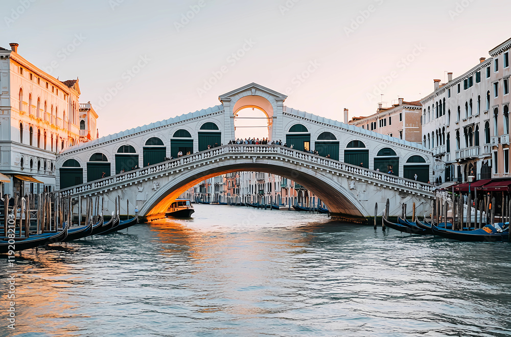 A bridge spans a river in a city A bridge spans a river in a city