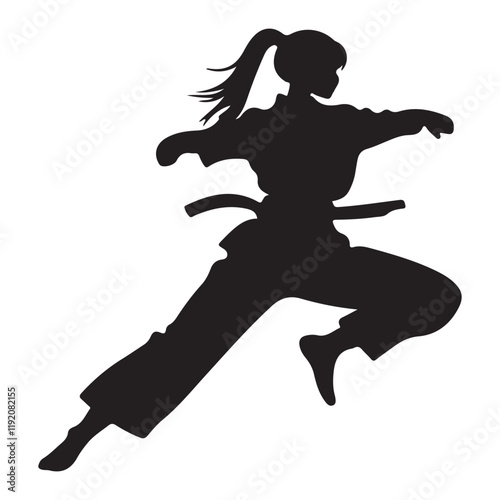 Karate Girl Silhouette Vector illustration