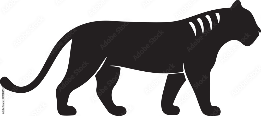 Fototapeta premium Isolated black tiger icon Vector, black tiger Silhouette,black tiger icon set, black tiger for logo,color black tiger Vector illustration, Vector Graphic, 