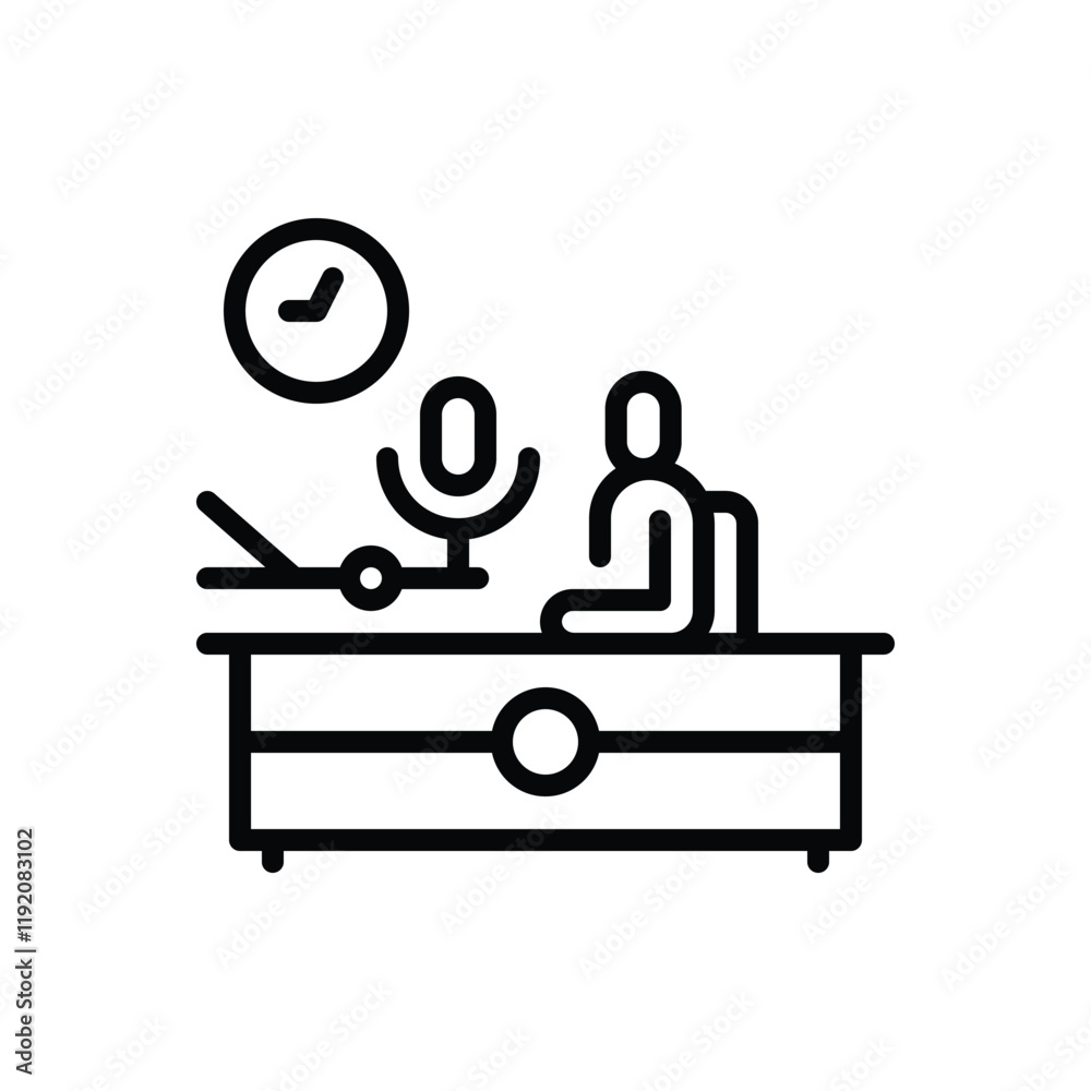 Black line icon for podcaster Black line icon for podcaster