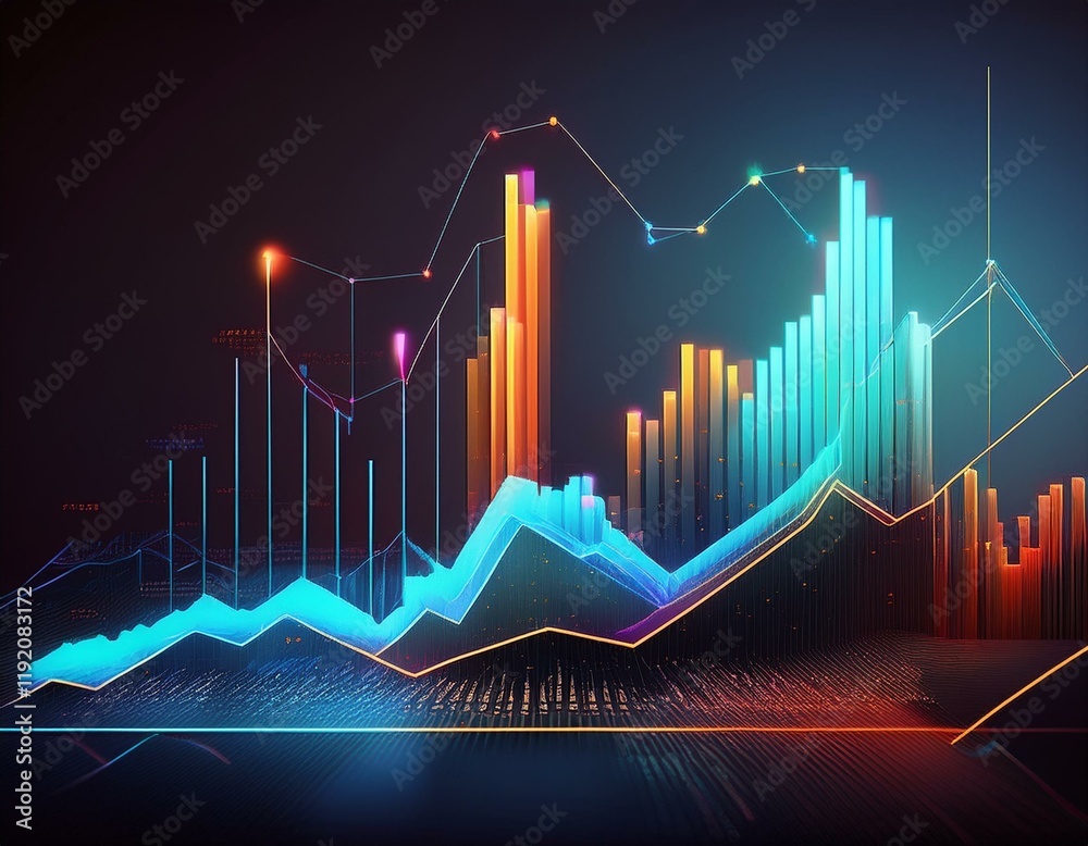 Chart of business data graph diagram and growth financial graphic. Generated image Chart of business data graph diagram and growth financial graphic. Generated image