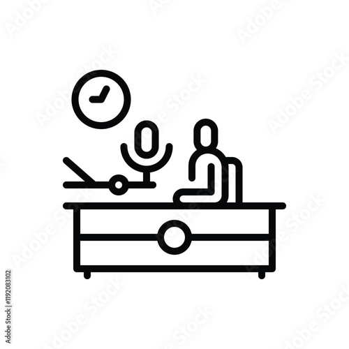 Black line icon for podcaster