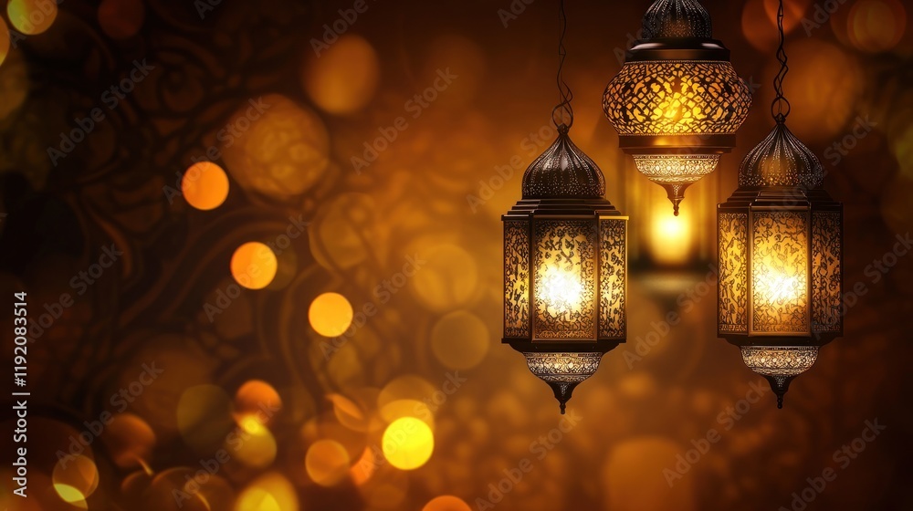 Elegant lanterns illuminate a warm, festive background, creating a cozy atmosphere. Elegant lanterns illuminate a warm, festive background, creating a cozy atmosphere.