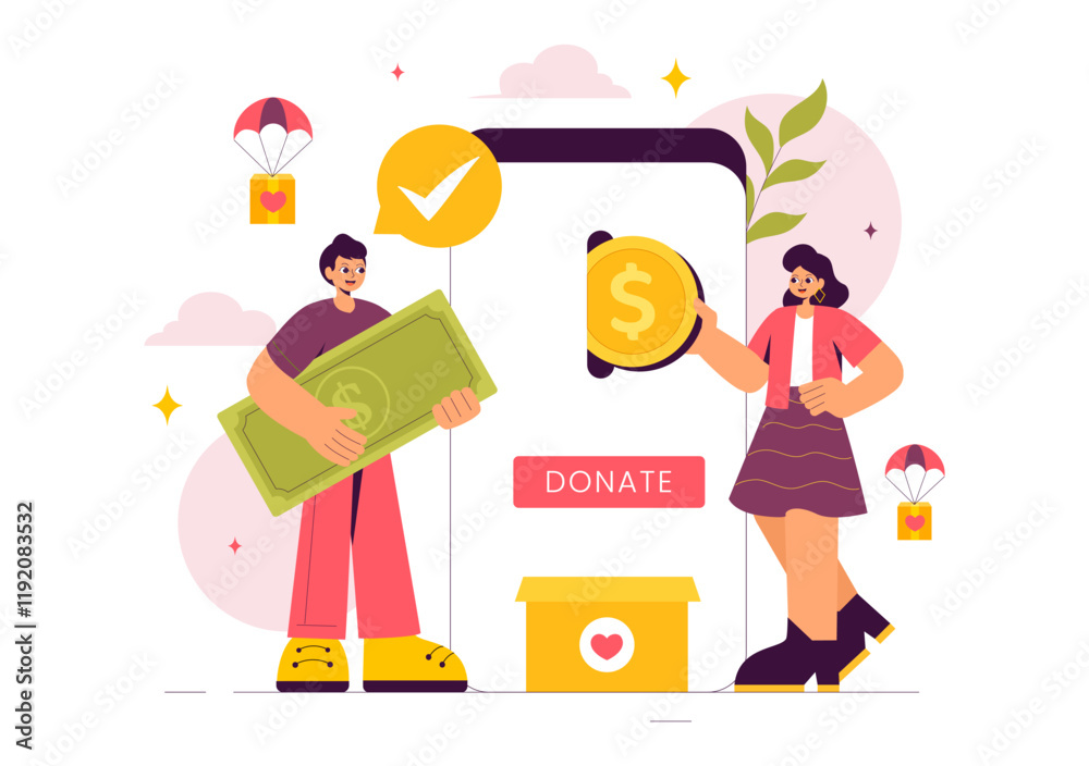 Fundraiser Vector Illustration featuring a Heart to Symbolize Support and Humanitarian Assistance, with Themes of Charity, Donation and Helping Others Fundraiser Vector Illustration featuring a Heart to Symbolize Support and Humanitarian Assistance, with Themes of Charity, Donation and Helping Others
