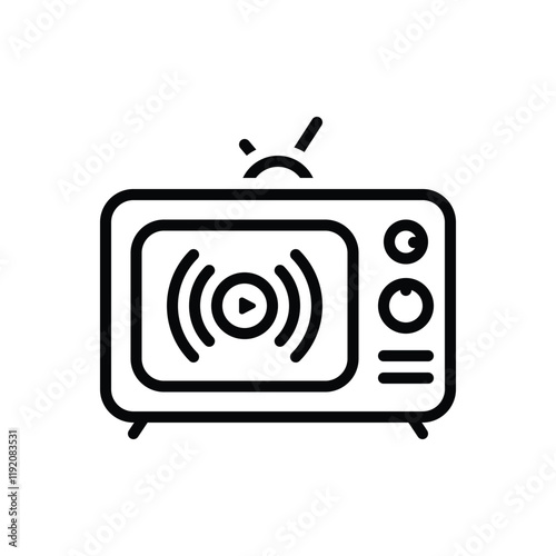 Black line icon for streaming