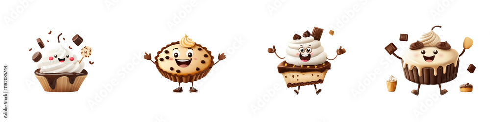 Chocolate pie with a cartoon character isolated on white background. Collection Png. Chocolate pie with a cartoon character isolated on white background. Collection Png.