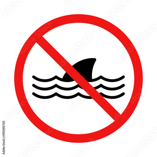 No Shark Sign on White Background