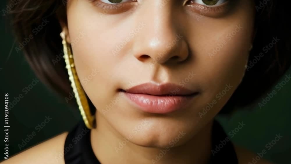 Close up portrait of a beautiful dark-skinned model with sensual lips Close up portrait of a beautiful dark-skinned model with sensual lips