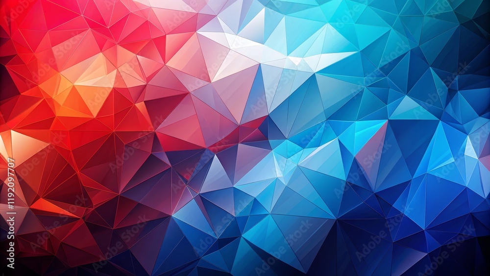 Obraz premium Abstract Red Blue Low Poly Triangular Geometric Background, Lowpoly, Geometric background