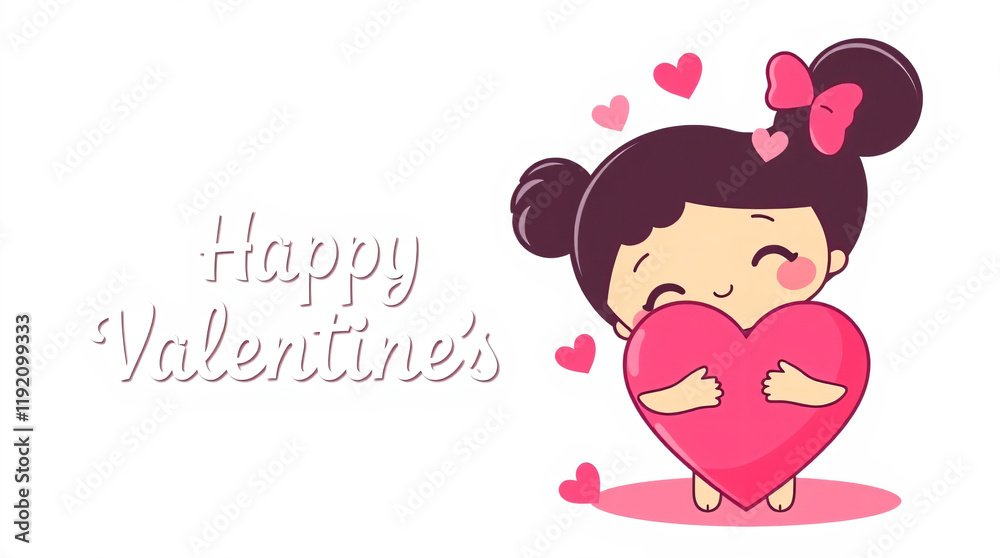 Fototapeta premium Design an adorable and charming Happy Valentine's Day logo cartoon using a modern flat design style