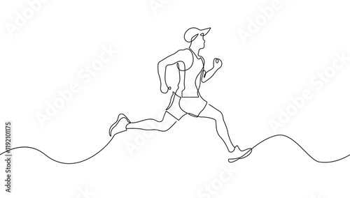 Man Runner Continuous Line Art Drawing. Running Sport Abstract One Line Vector Illustration. Minimal Trendy Contemporary Design Perfect for Prints, Social Media, Posters, Branding Design