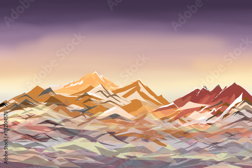 natural scenery illustration sunrise in the mountains