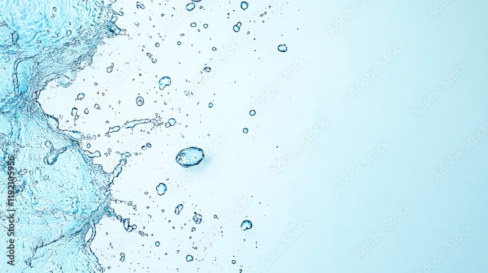 Blurred Blue Water Surface with Splashes and Bubbles - Calm and Clear Texture for Trendy Abstract Nature Background with Copy Space Blurred Blue Water Surface with Splashes and Bubbles - Calm and Clear Texture for Trendy Abstract Nature Background with Copy Space