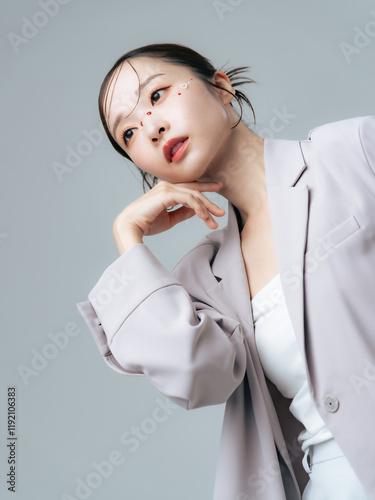 фотографія woman, fashion, jacket, genderless, stylish, korea, beauty, trend, body care, un