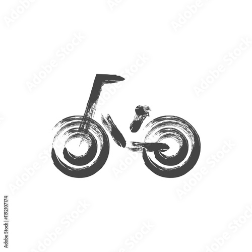 筆書き乗り物関連の単品アイコン　自転車