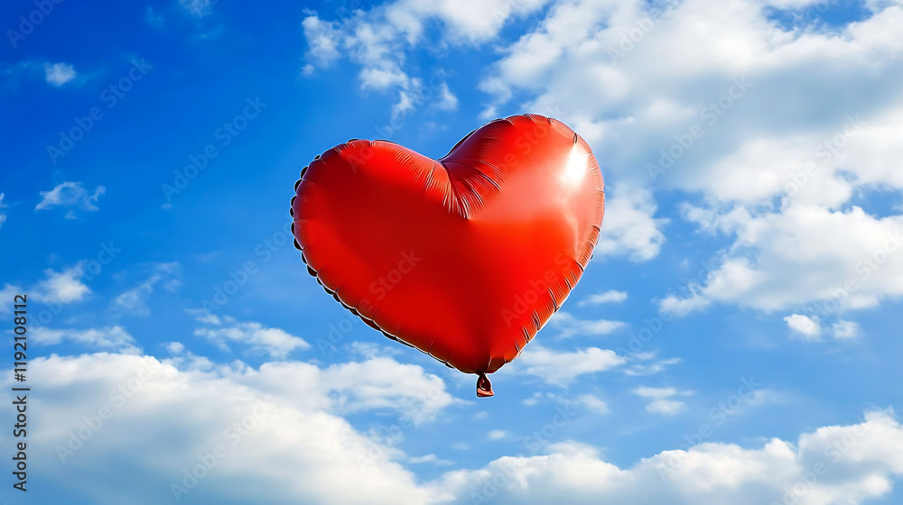 Fototapeta premium A heart-shaped balloon floating against a blue sky 