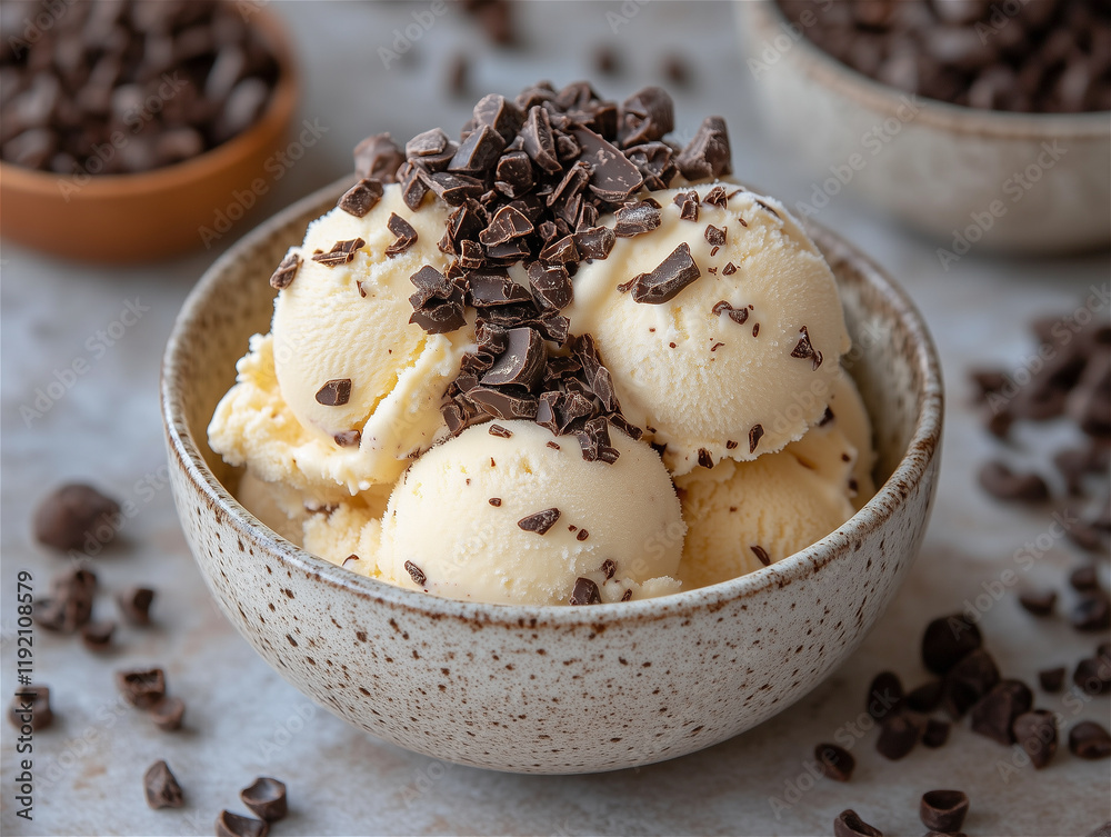 Food photo: Ice cream with chocolate sprinkles.