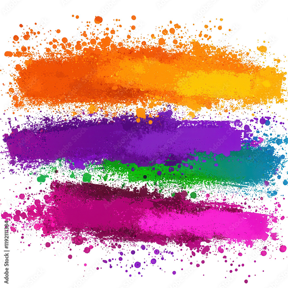 Obraz premium Colorful paint splashes abstract art transparent background creative design vibrant environment artistic concept