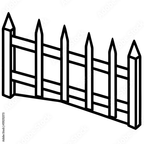 Minimalist Fence Line Art Illustration