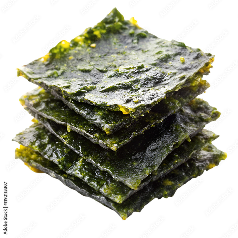 Crispy nori seaweed korean snaks isolated on transparent background Crispy nori seaweed korean snaks isolated on transparent background