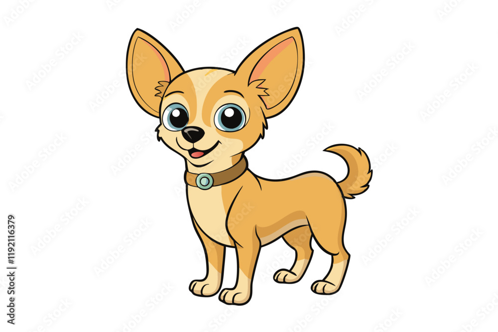 Cute cartoon chihuahua dog with a playful expression and big eyes, perfect for kids illustrations, pet related designs, and fun projects Cute cartoon chihuahua dog with a playful expression and big eyes, perfect for kids illustrations, pet related designs, and fun projects