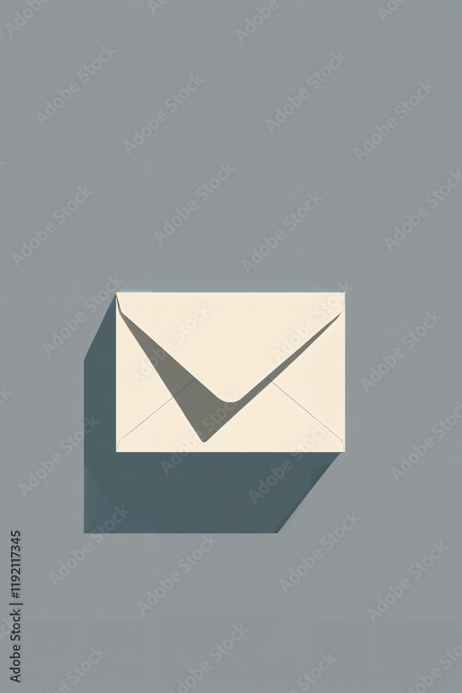 A simple envelope casting a gentle shadow on a minimalist backdrop A simple envelope casting a gentle shadow on a minimalist backdrop
