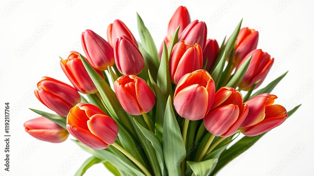 Beautiful Tulip Bouquet - Isolated on White - AI Photo Beautiful Tulip Bouquet - Isolated on White - AI Photo