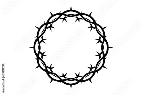Stylized crown of thorns icon set in vector line art format for religious, symbolic, and artistic graphic design projects