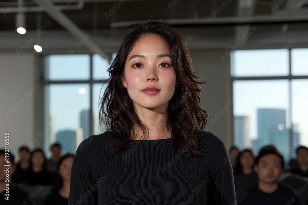 Fototapeta premium Portrait of a young woman in a modern office setting
