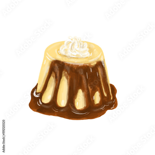 Pudding with whipping cream 