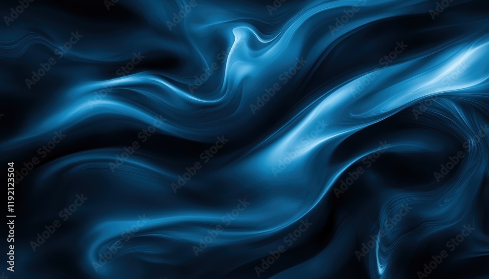 Obraz premium Abstract waves in shades of blue over a black background dynamic movement versatile for graphic and digital uses