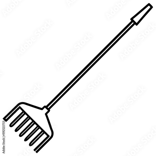 Minimalist Rake Line Art Vector Illustration