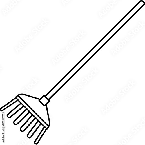 Minimalist Rake Line Art Vector Illustration