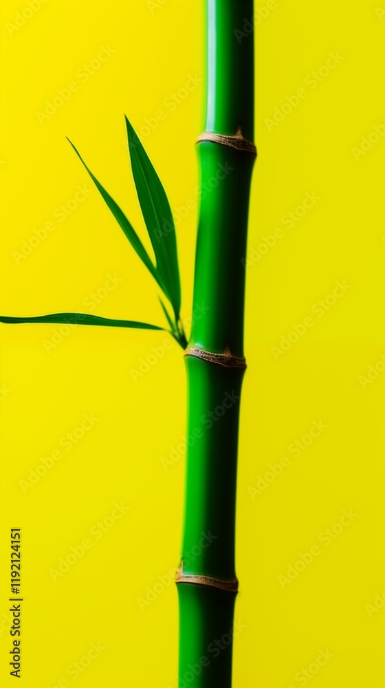 Obraz premium Green Stem on Yellow