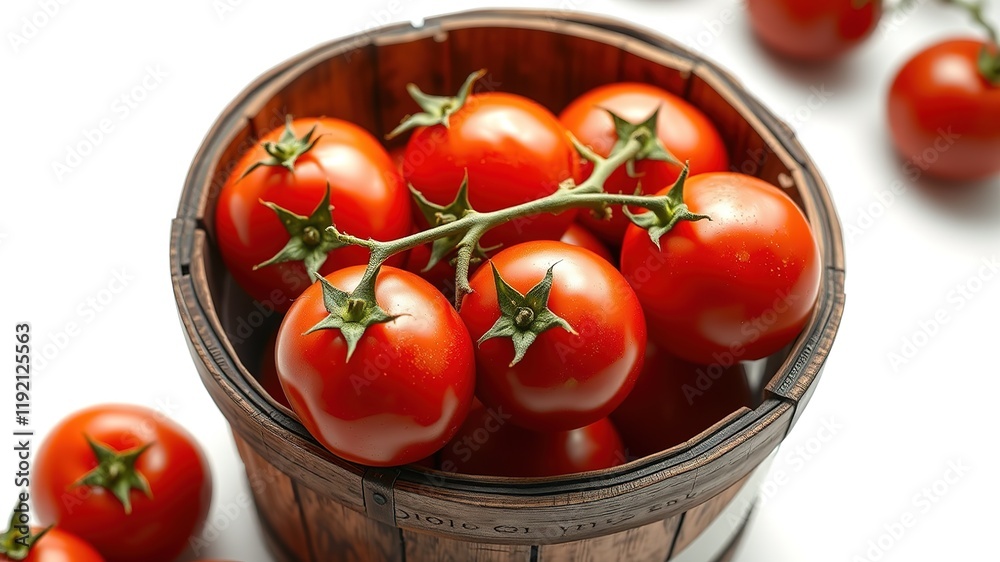 Red Ripe Tomatoes in Bucket - High Resolution Food Photography Red Ripe Tomatoes in Bucket - High Resolution Food Photography