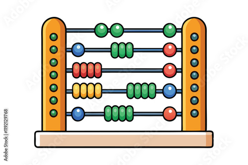 Colorful traditional abacus with wooden beads for learning math and counting, ideal for educational and childhood themed designs