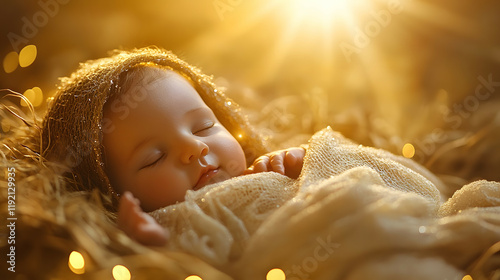 A scene of the baby's face and appearance at the birth of Jesus Christ