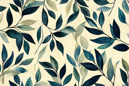 Seamless Willow-Patterned Leaves Design: Elegant and Stylish Carpet Background
