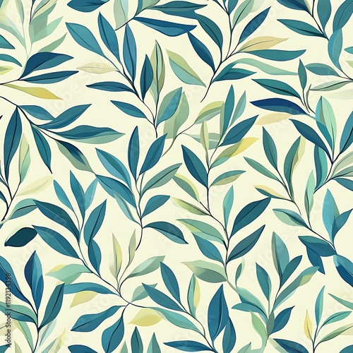 Seamless Willow-Patterned Leaves Design: Elegant and Stylish Carpet Background