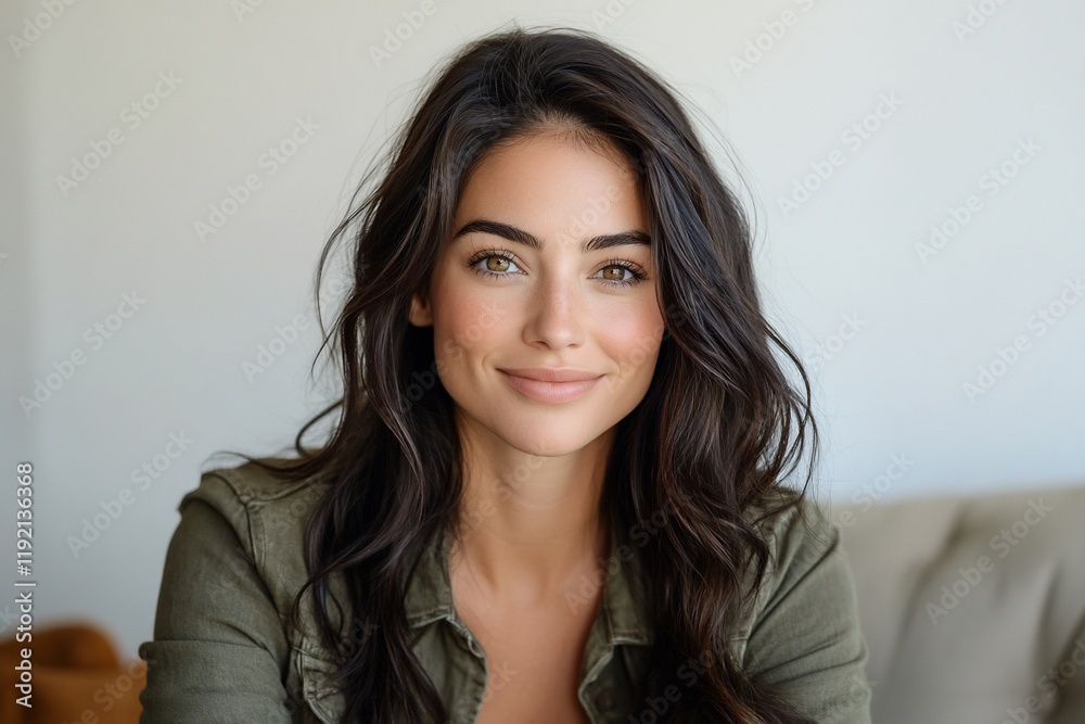 Portrait of a Beautiful Woman with Long Brown Hair Portrait of a Beautiful Woman with Long Brown Hair