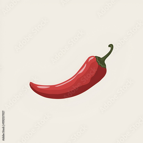 A vibrant red chili pepper placed against a clean white background, showcasing its glossy texture and shape 