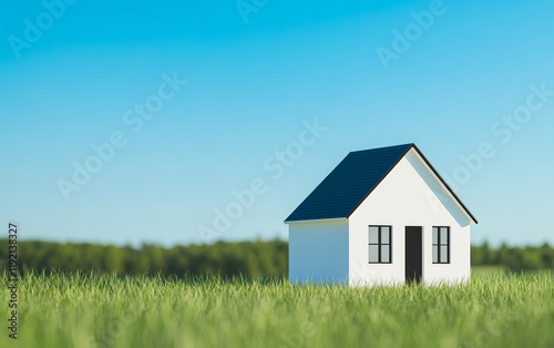 Wallpaper Mural Small white house stands in lush green field under clear blue sky during daytime Torontodigital.ca