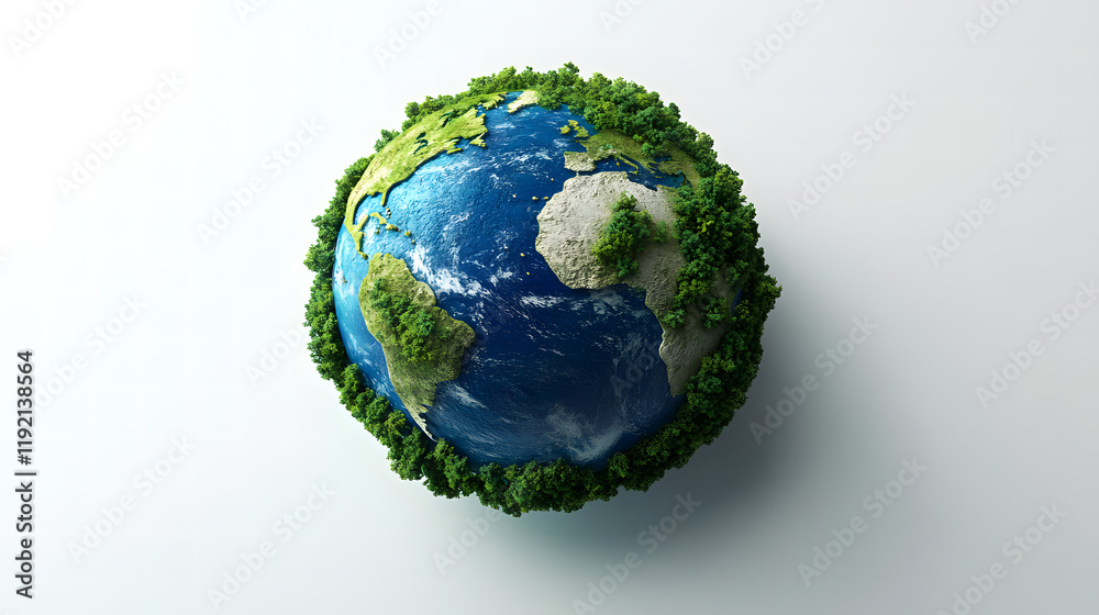 Fototapeta premium Earth with Lush Forests Highlighting Nature and Environmental Preservation