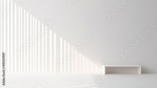 Minimalist interior with shadows creating patterns and light textures