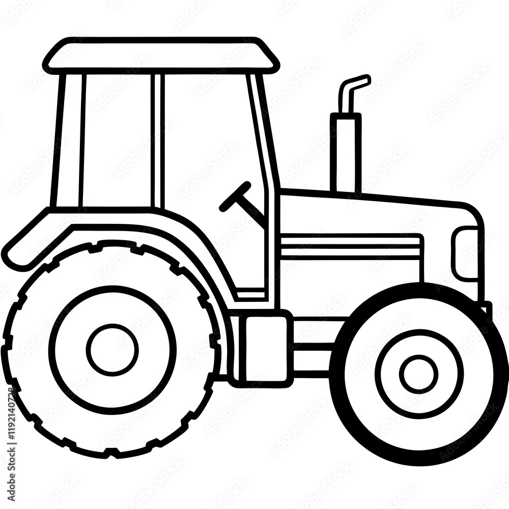 Minimalist Tractor Line Art Design Minimalist Tractor Line Art Design