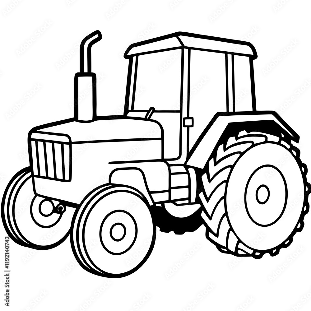 Fototapeta premium Minimalist Tractor Line Art Design