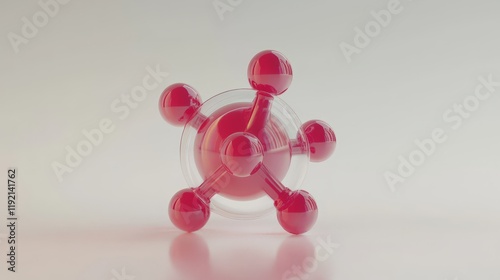 A vibrant red molecular model representing chemical structure and bonding. photo