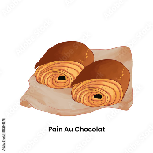 Pastries and Bread Illustration Pain Au Chocolat