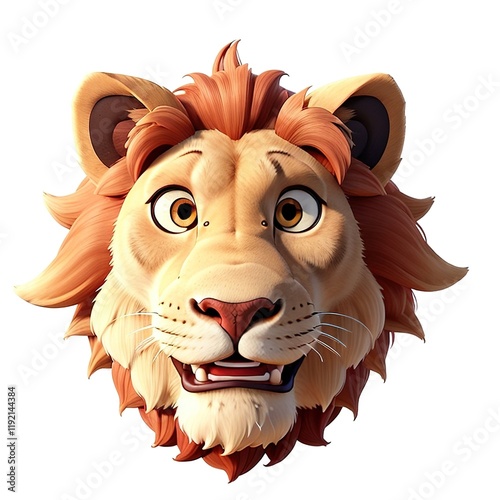 cartoon character of a lion head logo isolated on white background photo