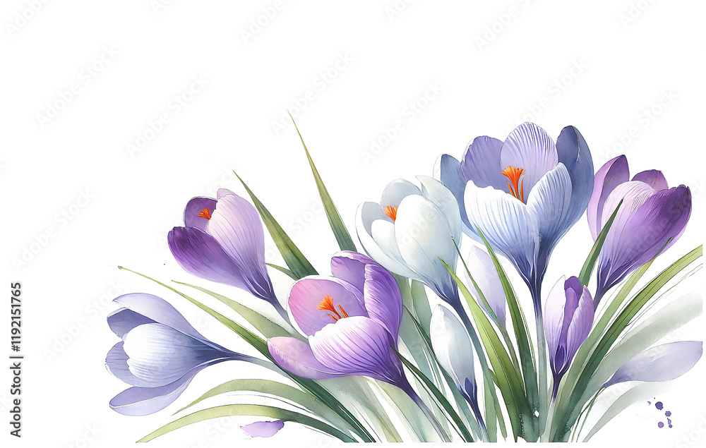 Fototapeta premium violet crocus watercolor illustration